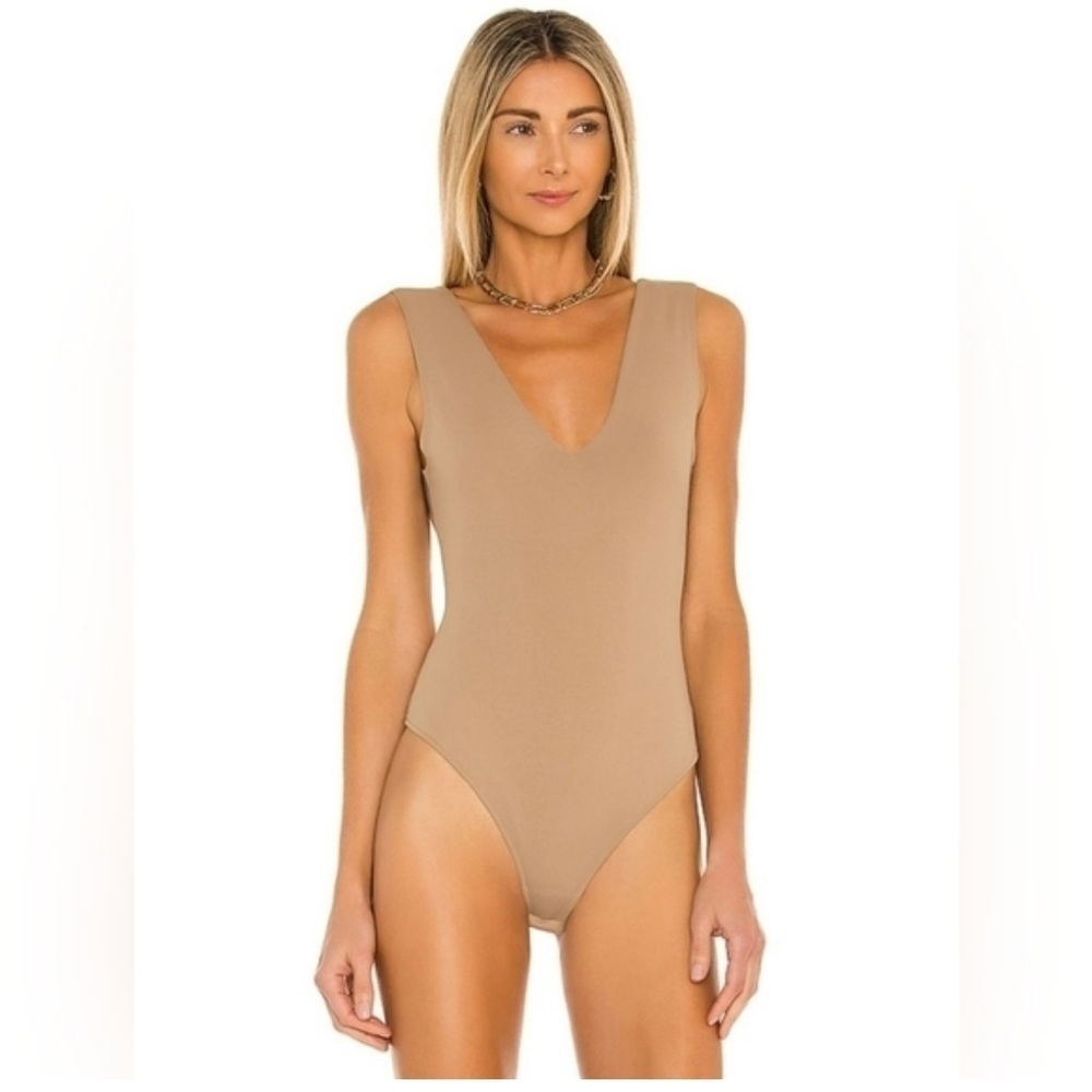 Free People Keeo It Sleek Nude Bodysuit Clean Girl Y2K Minimal Capsule Top